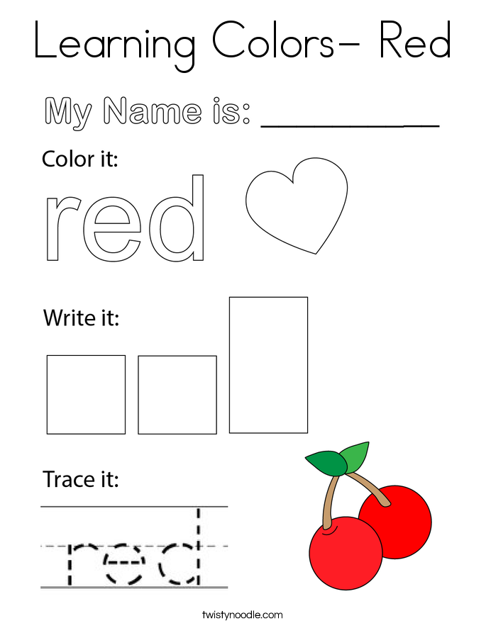 Learning Colors- Red Coloring Page