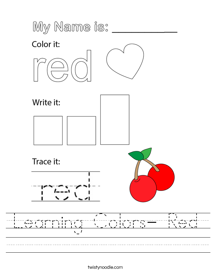 Learning Colors Red Worksheet Twisty Noodle Learning Colors Red Worksheet Twisty Noodle