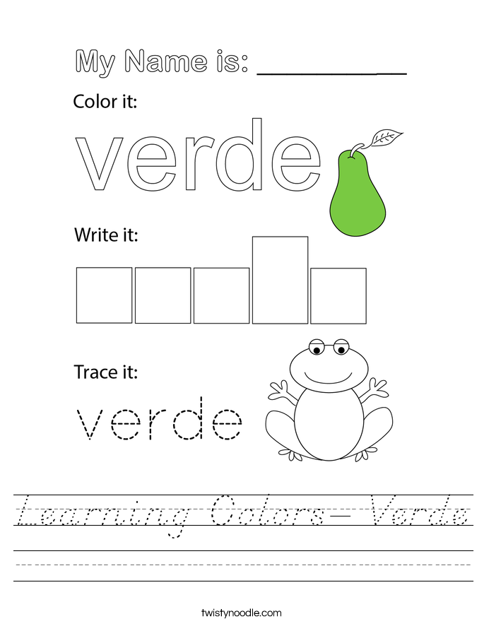 Learning Colors- Verde Worksheet