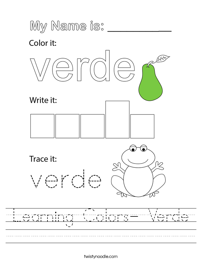 Learning Colors- Verde Worksheet