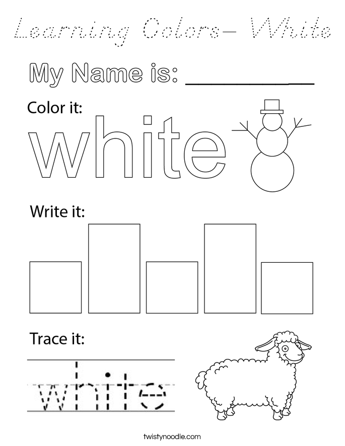 Learning Colors- White Coloring Page