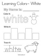 Learning Colors- White Coloring Page