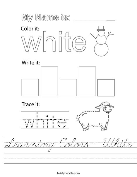 Learning Colors- White Worksheet