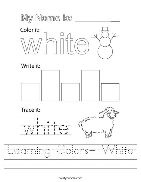 Learning Colors- White Worksheet