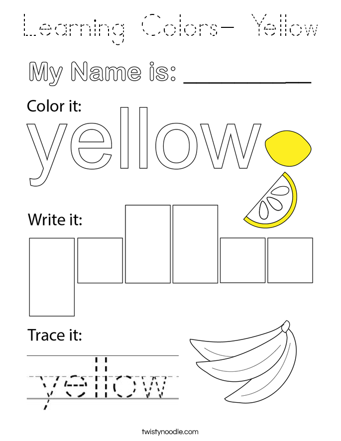 Learning Colors- Yellow Coloring Page
