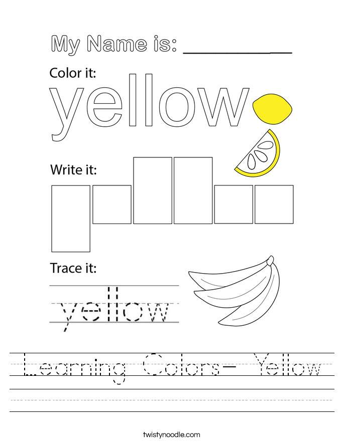 color yellow worksheet color worksheets for preschool color learning
