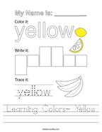 Learning Colors- Yellow Handwriting Sheet