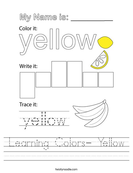 Learning Colors- Yellow Worksheet