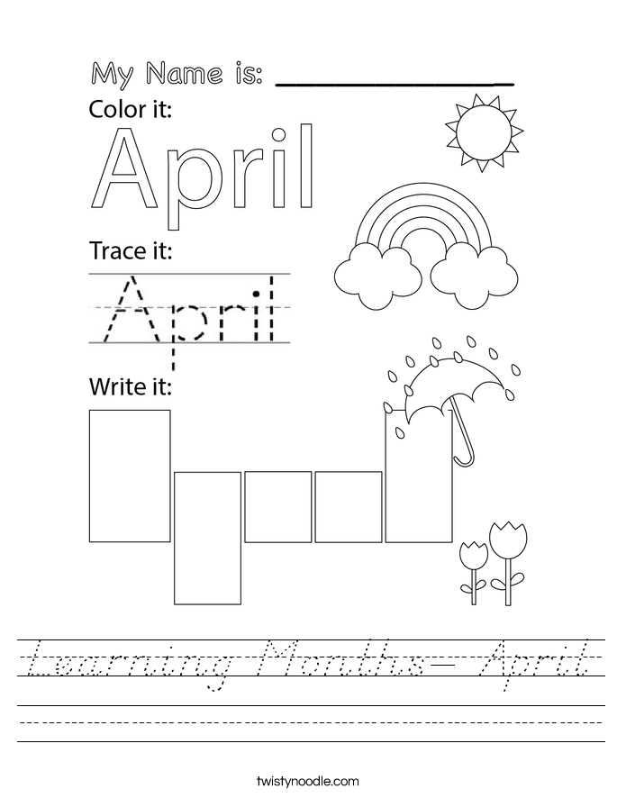 Learning Months- April Worksheet