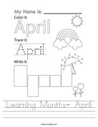 Learning Months- April Handwriting Sheet