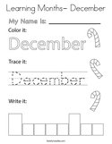 Learning Months- December Coloring Page