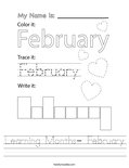 Learning Months- February Worksheet