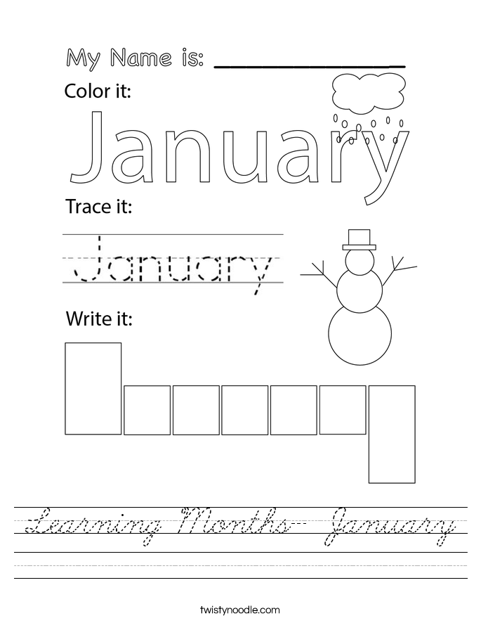 Learning Months- January Worksheet