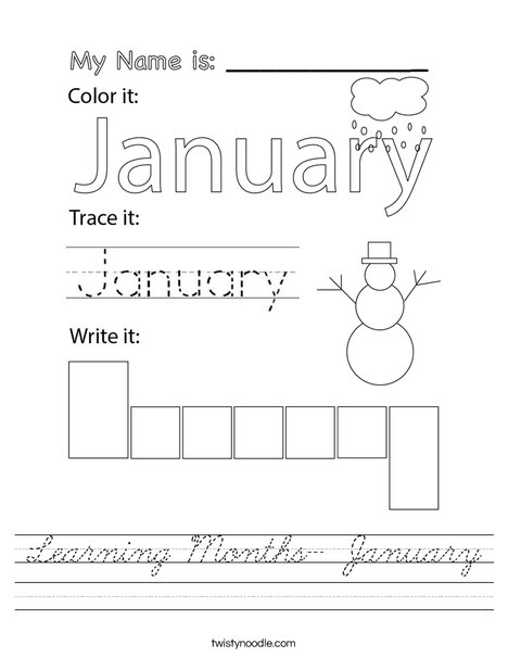 Learning Months- January Worksheet