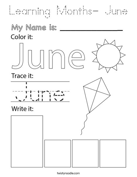 Learning Months-June Coloring Page