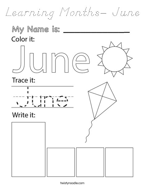 Learning Months-June Coloring Page