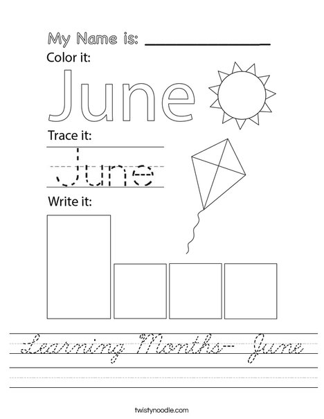 Learning Months-June Worksheet