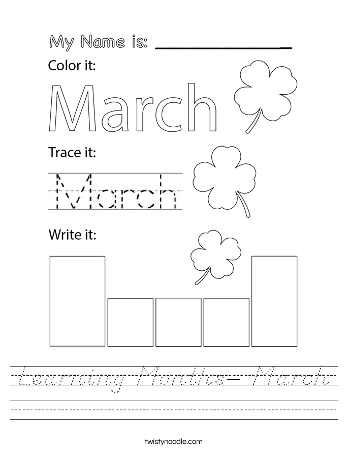 Learning Months- March Worksheet