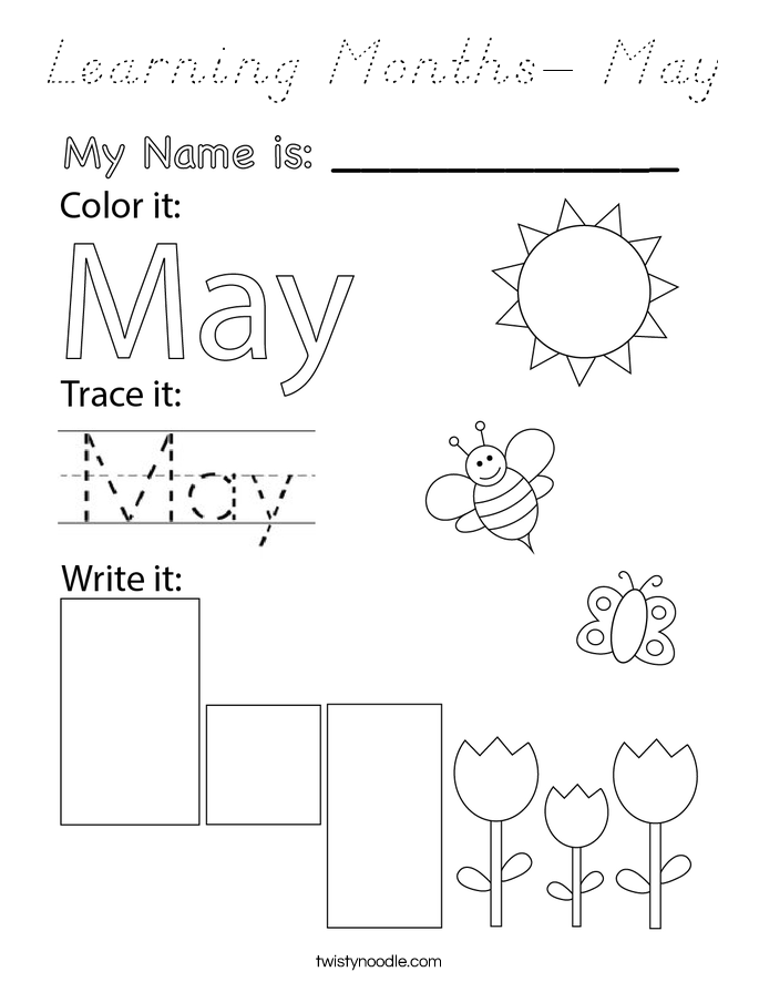 Learning Months- May Coloring Page