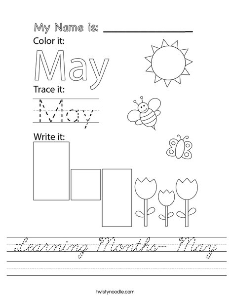 Learning Months- May Worksheet