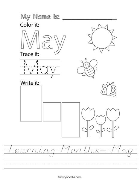 Learning Months- May Worksheet
