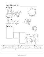 Learning Months- May Handwriting Sheet