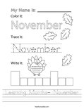 Learning Months- November Worksheet