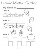 Learning Months- October Coloring Page