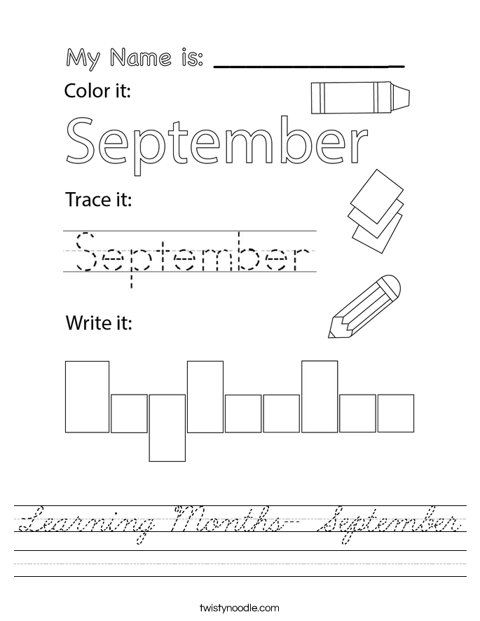 Learning Months- September Worksheet