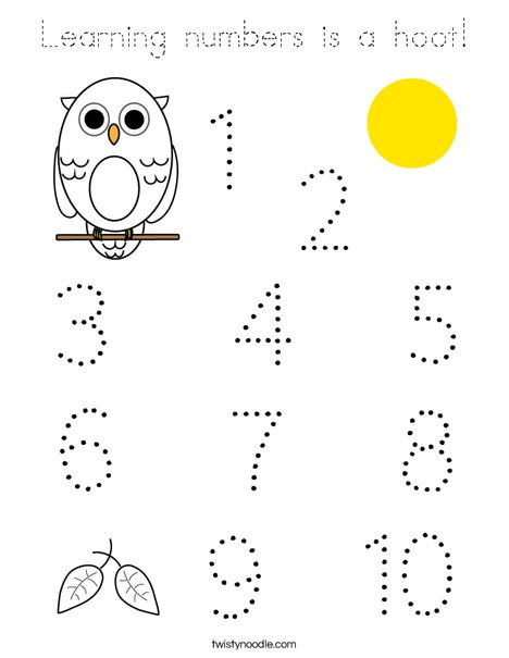 Learning numbers is a hoot! Coloring Page