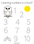 Learning numbers is a hoot! Coloring Page