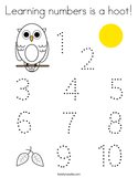 Learning numbers is a hoot Coloring Page