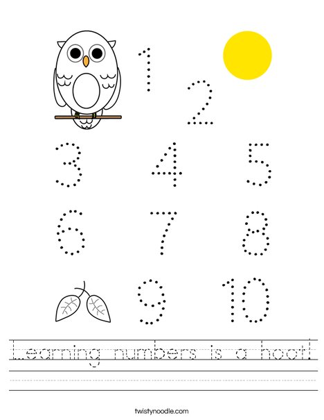 Learning numbers is a hoot! Worksheet
