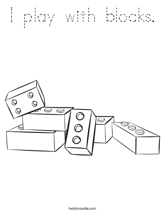 I play with blocks. Coloring Page