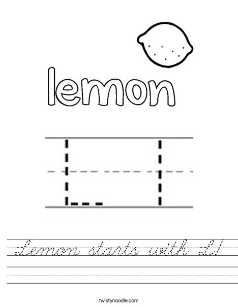 Lemon starts with L! Worksheet