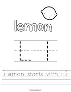 Lemon starts with L Handwriting Sheet