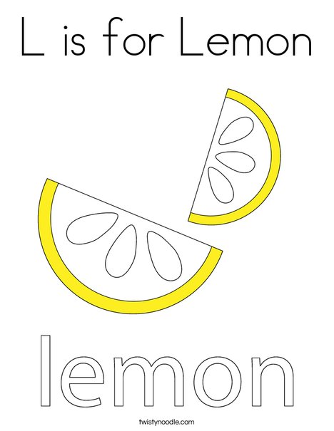 L is for Lemon Coloring Page - Twisty Noodle