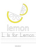 L is for Lemon Worksheet