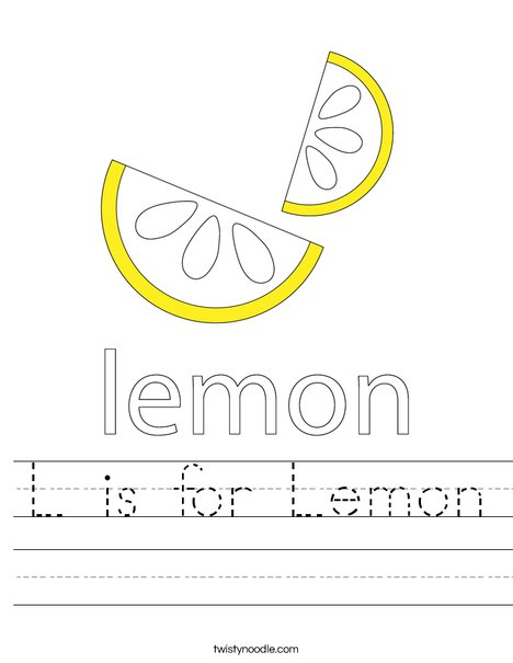 L is for Lemon Worksheet - Twisty Noodle