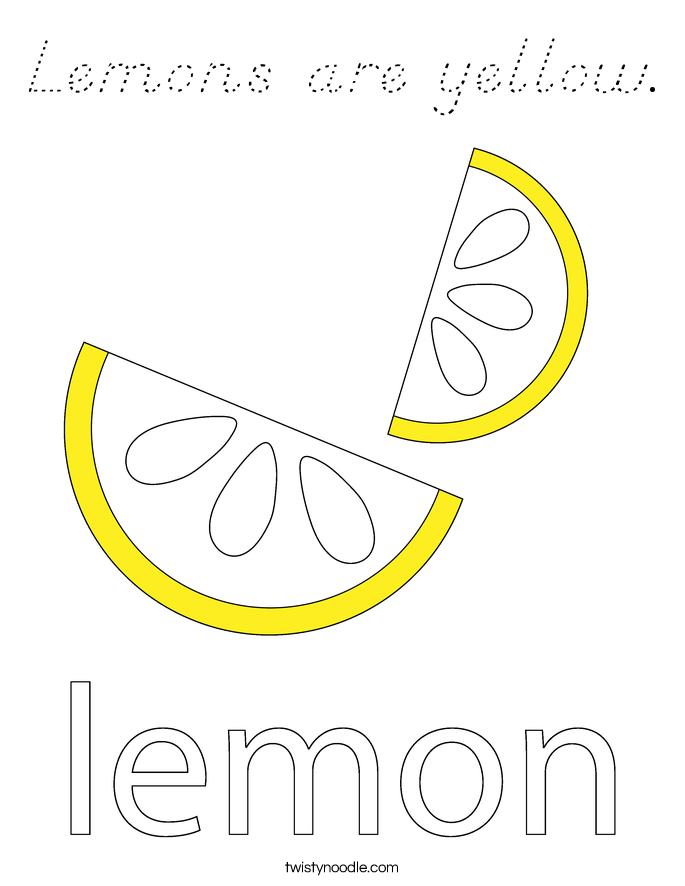 Lemons are yellow. Coloring Page