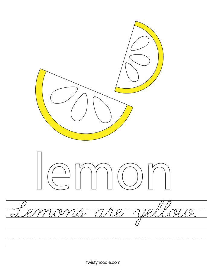 Lemons are yellow. Worksheet