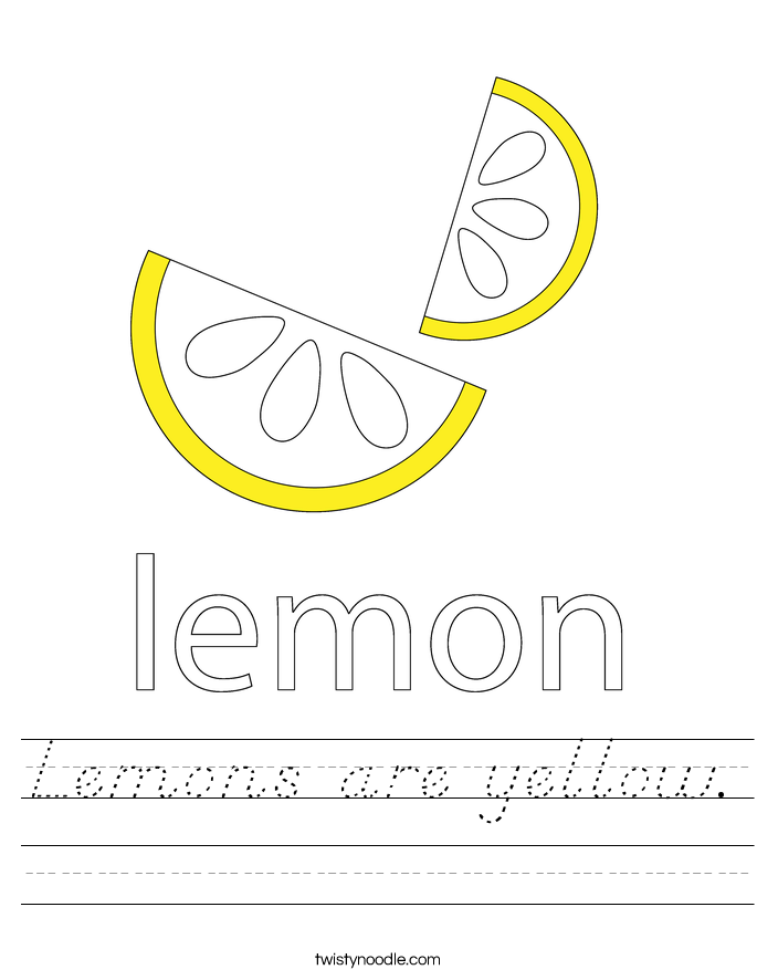 Lemons are yellow. Worksheet