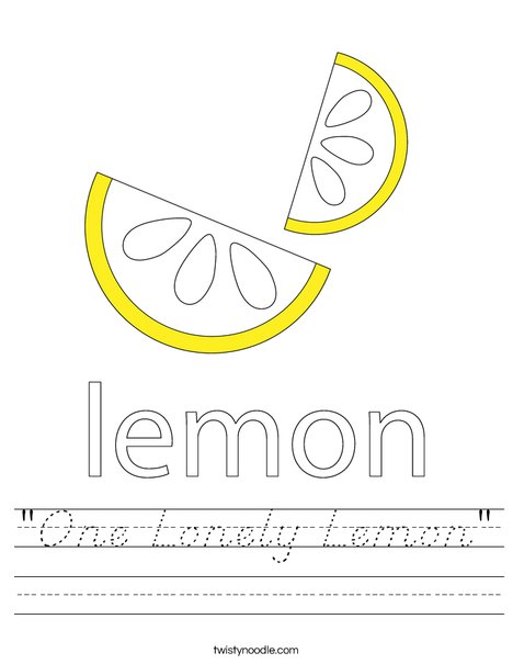 "One Lonely Lemon" Worksheet - D'Nealian - Twisty Noodle