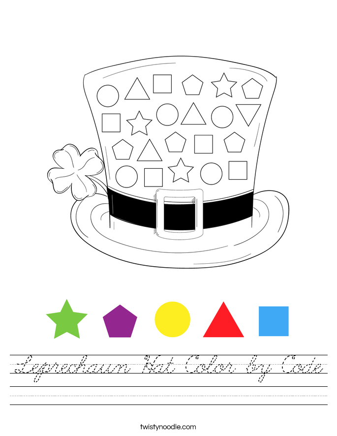 Leprechaun Hat Color by Code Worksheet