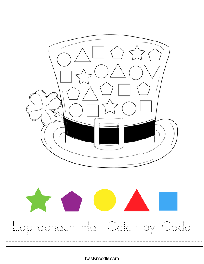Leprechaun Hat Color by Code Worksheet