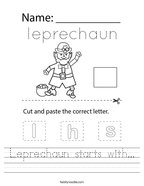 Leprechaun starts with Handwriting Sheet