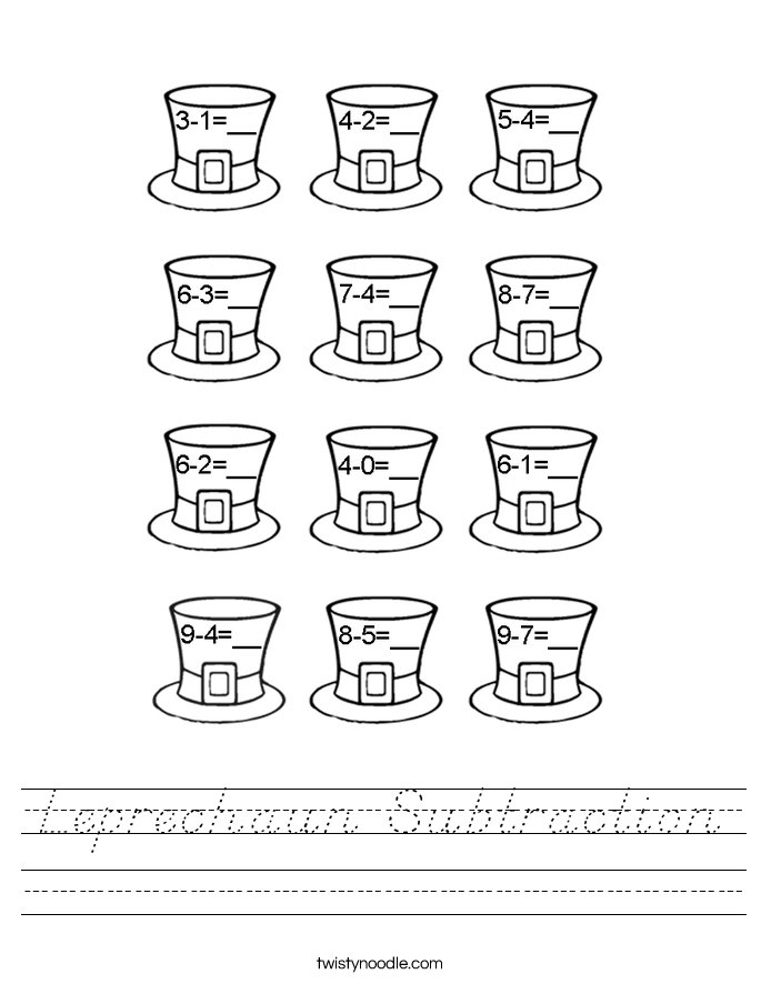 Leprechaun Subtraction Worksheet