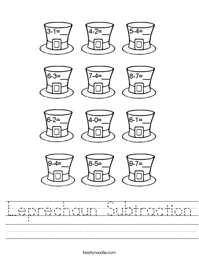 Leprechaun Subtraction Worksheet