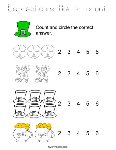 Leprechauns like to count! Coloring Page