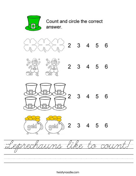 Leprechauns like to count! Worksheet